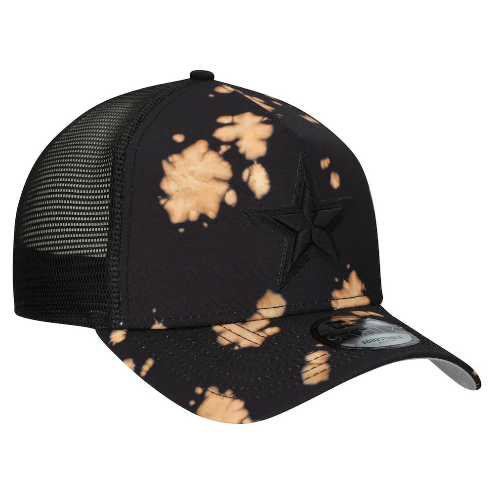 Dallas Cowboys New Era Bleached 9FORTY A-Frame Adjustable Hat Black