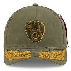 Milwaukee Brewers New Era x Alpha Industries A-Frame 9FORTY Adjustable Hat - Olive - New Era Sale