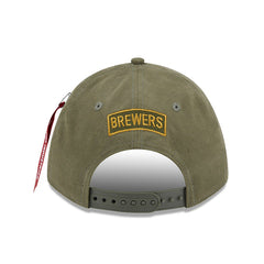 Milwaukee Brewers New Era x Alpha Industries A-Frame 9FORTY Adjustable Hat - Olive - New Era Sale