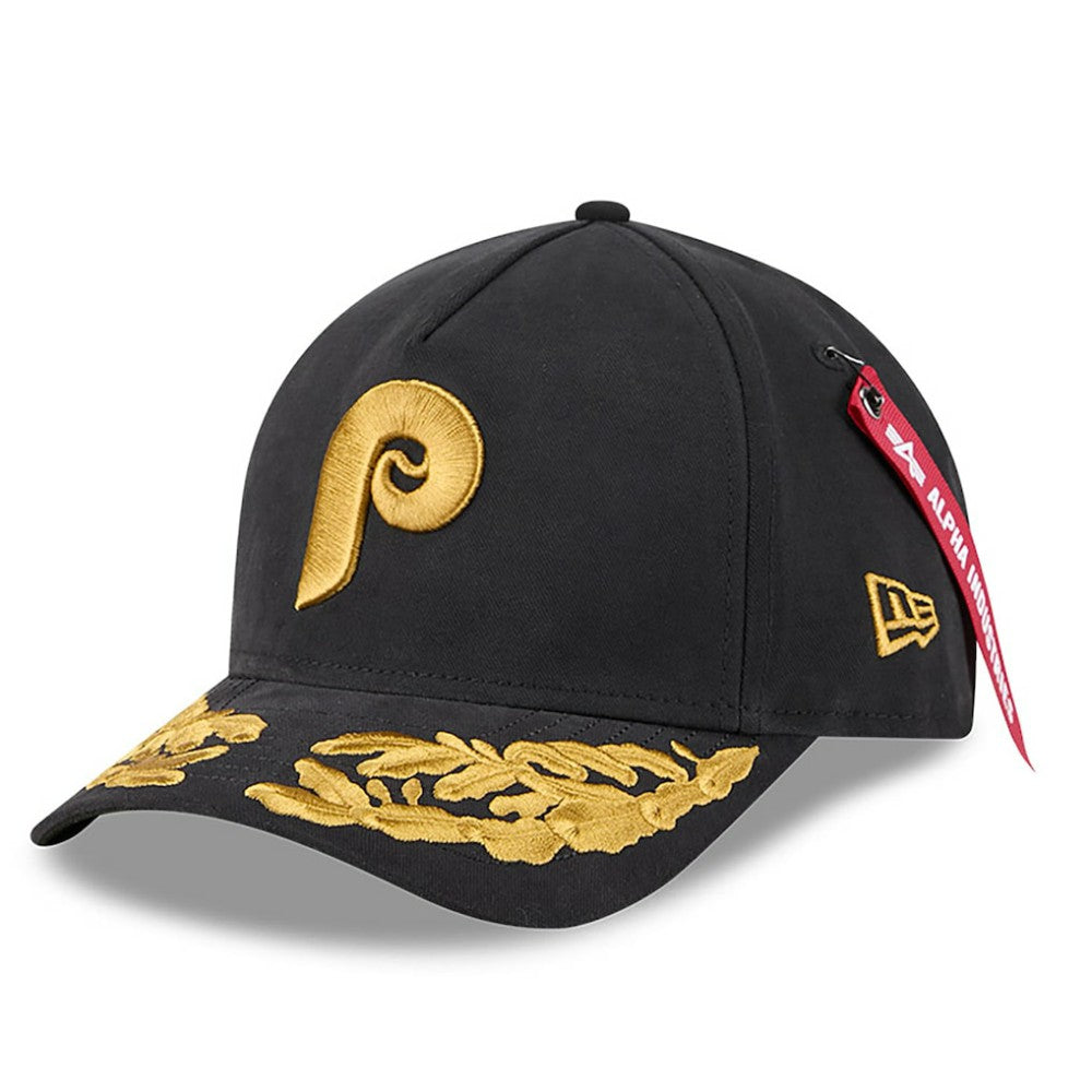 Philadelphia Phillies New Era x Alpha Industries A-Frame 9FORTY Adjustable Hat - Black - New Era Lifestyle