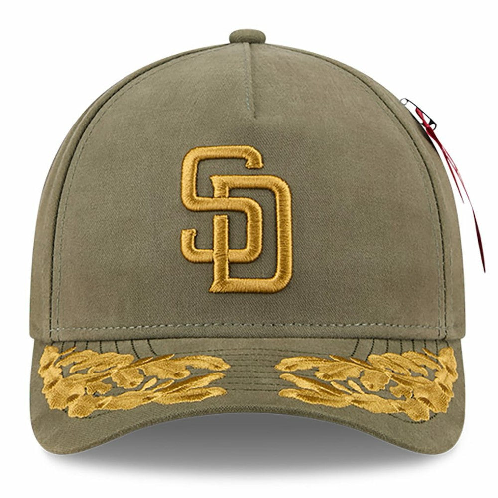 San Diego Padres New Era x Alpha Industries A-Frame 9FORTY Adjustable Hat - Olive - New Era Lifestyle