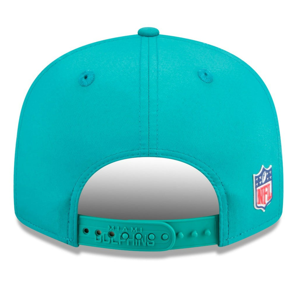 Miami Dolphins New Era 2025 Sideline Throwback Split Panel 9FIFTY Snapback Hat Aqua