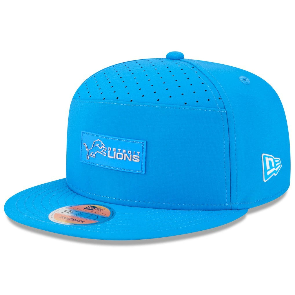 Detroit Lions New Era 2025 Sideline Split Panel 9FIFTY Snapback Hat Blue