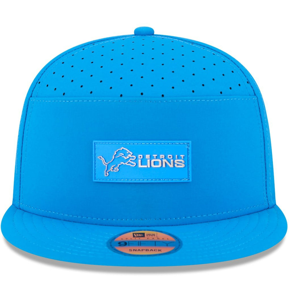 Detroit Lions New Era 2025 Sideline Split Panel 9FIFTY Snapback Hat Blue