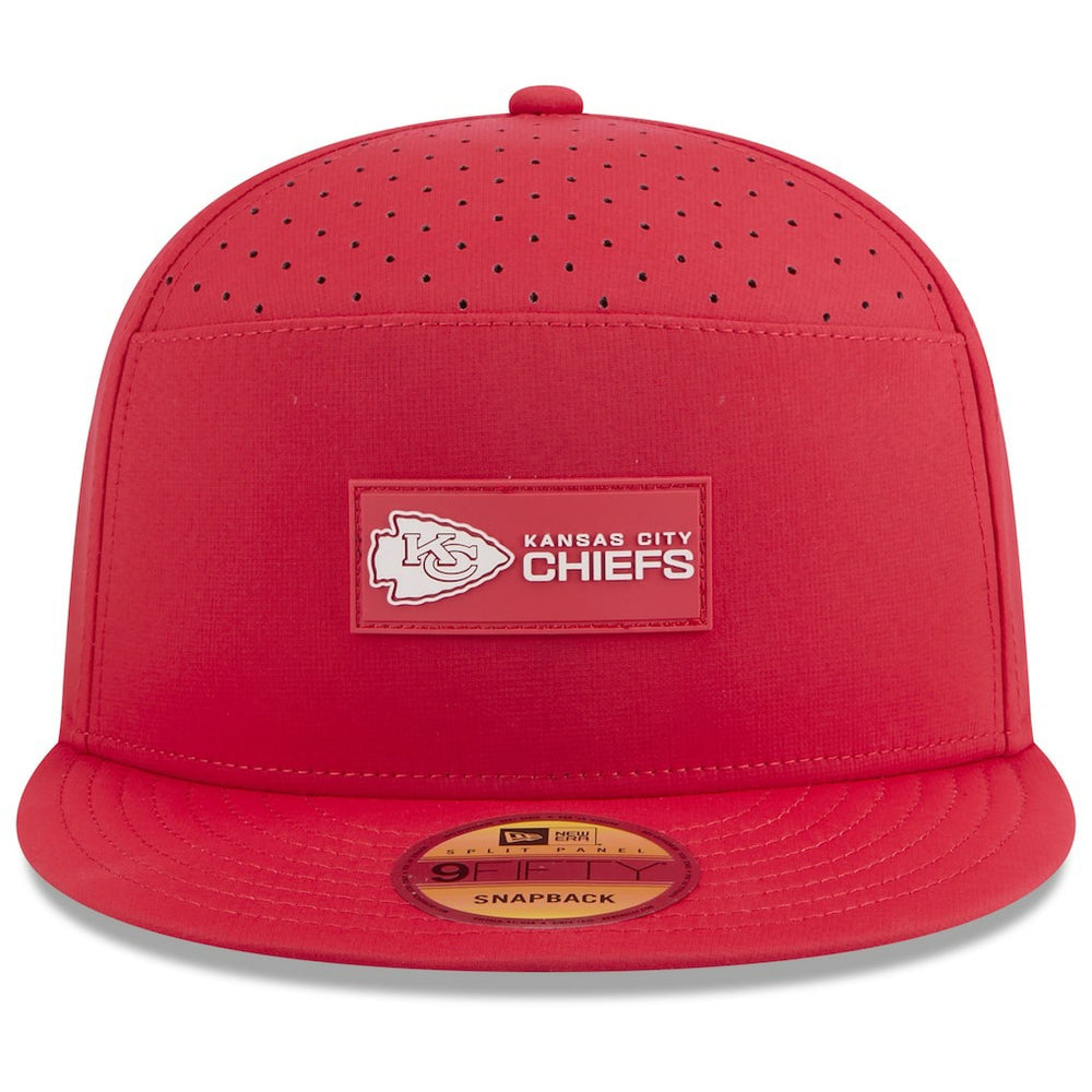 Kansas City Chiefs New Era 2025 Sideline Split Panel 9FIFTY Snapback Hat Red