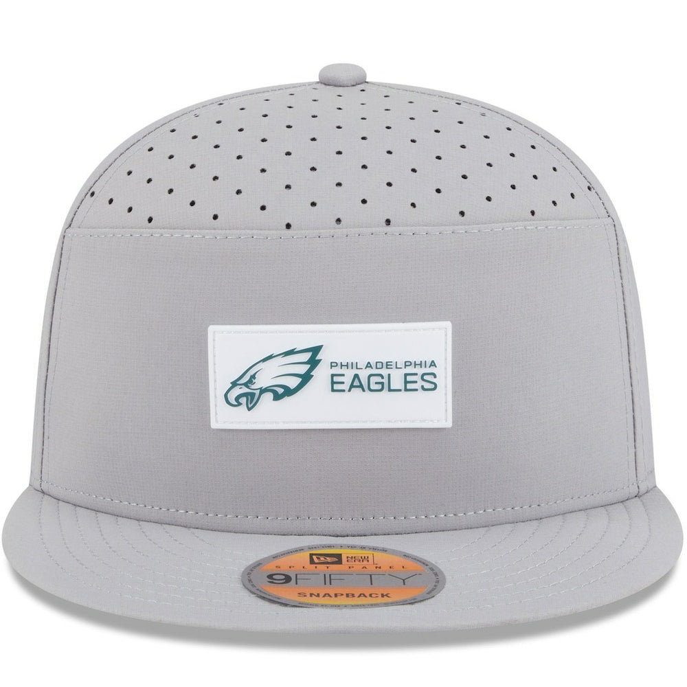 Philadelphia Eagles New Era 2025 Sideline Split Panel 9FIFTY Snapback Hat Gray