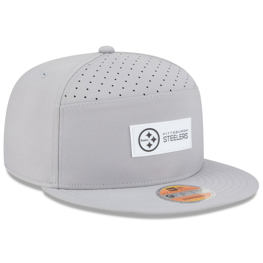 Pittsburgh Steelers New Era 2025 Sideline Split Panel 9FIFTY Snapback Hat Gray