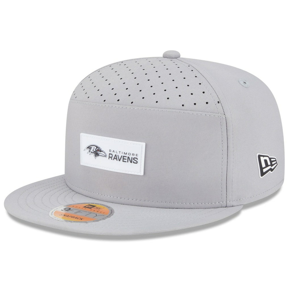 Baltimore Ravens New Era 2025 Sideline Split Panel 9FIFTY Snapback Hat Gray