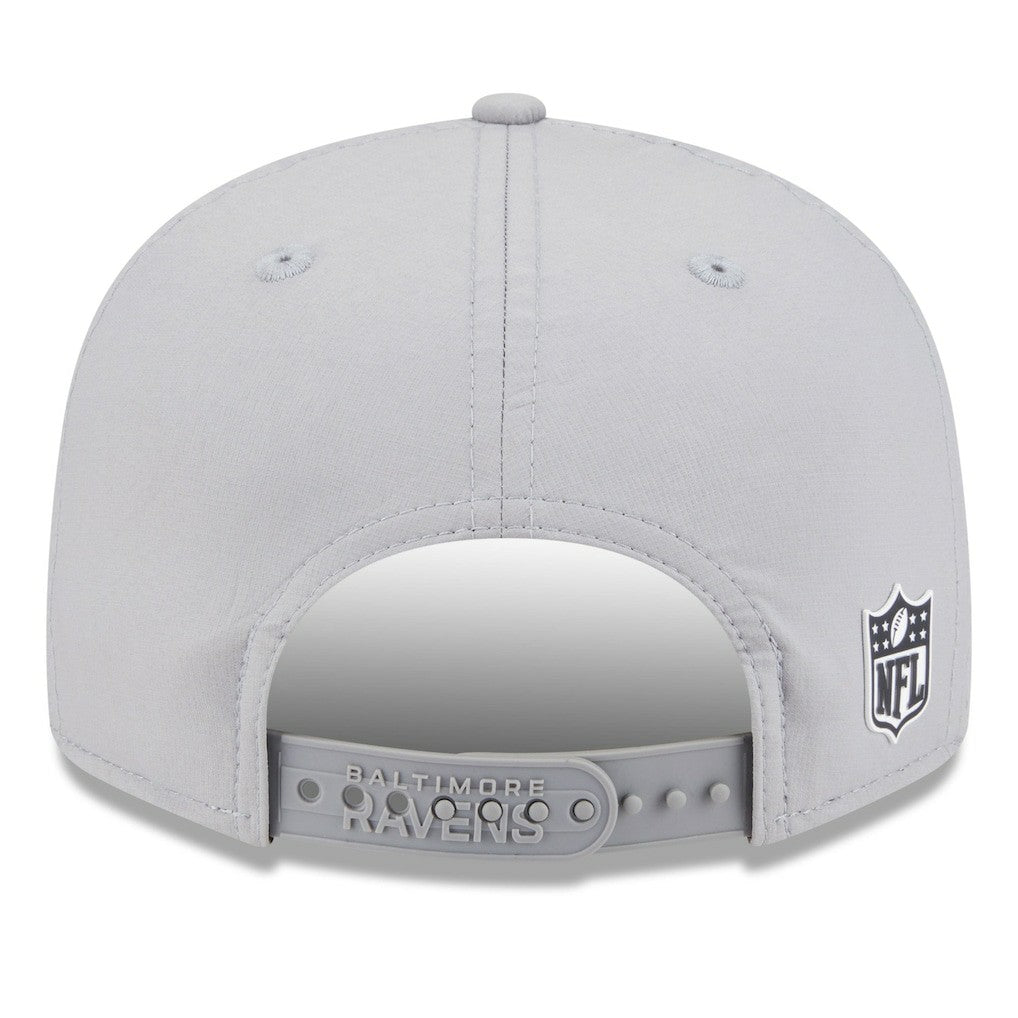 Baltimore Ravens New Era 2025 Sideline Split Panel 9FIFTY Snapback Hat Gray