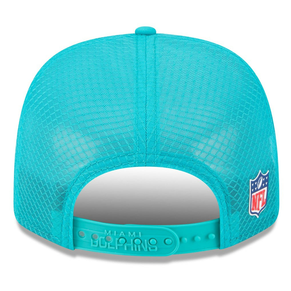 Miami Dolphins New Era 2025 Sideline 9SEVENTY Trucker Adjustable Hat Aqua