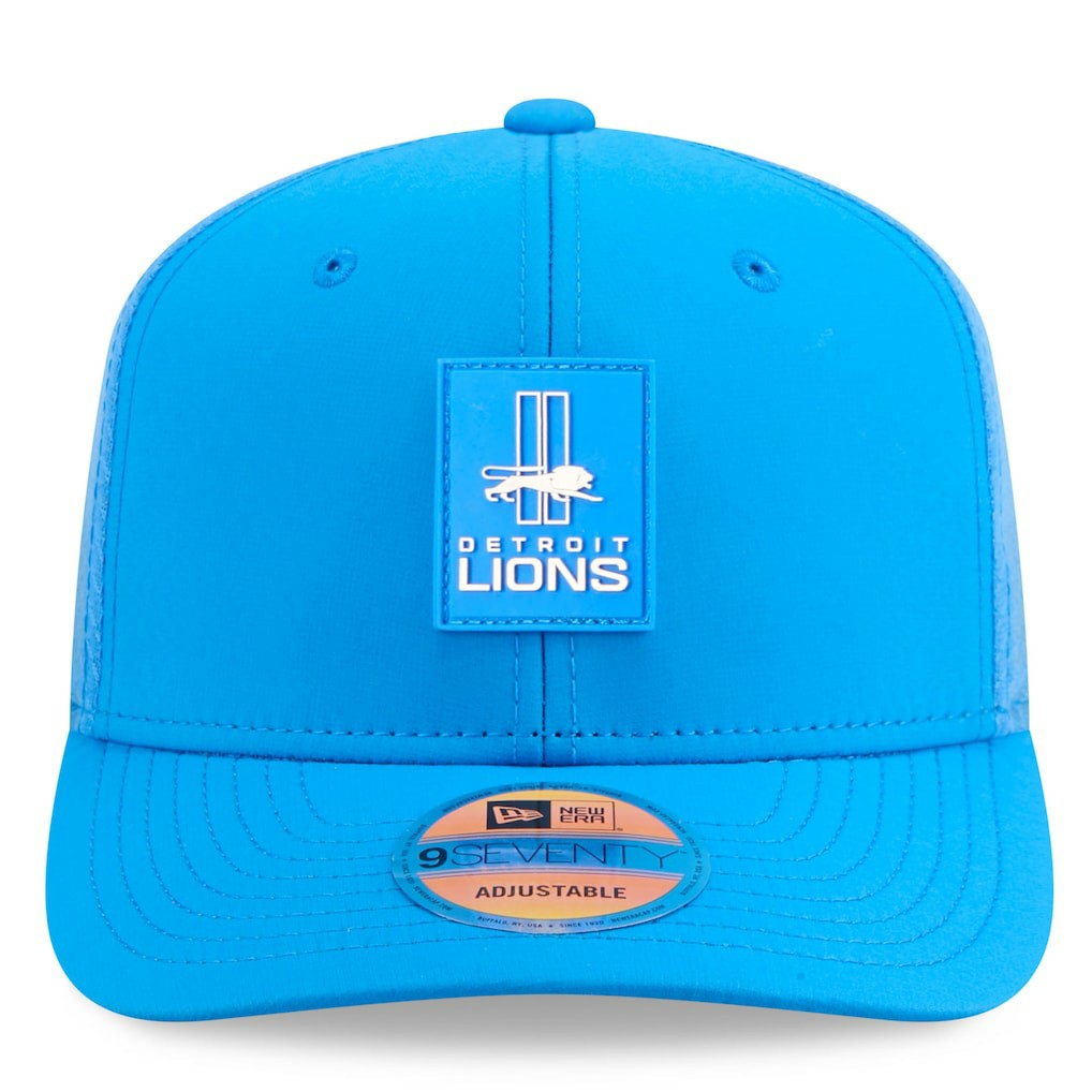 Detroit Lions New Era 2025 Sideline Throwback 9SEVENTY Trucker Adjustable Hat Blue