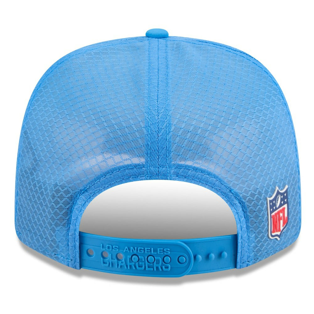 Los Angeles Chargers New Era 2025 Sideline 9SEVENTY Trucker Adjustable Hat Powder Blue