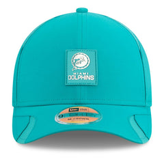 Miami Dolphins New Era 2025 Sideline Throwback M-Crown 9FORTY Adjustable Hat Aqua