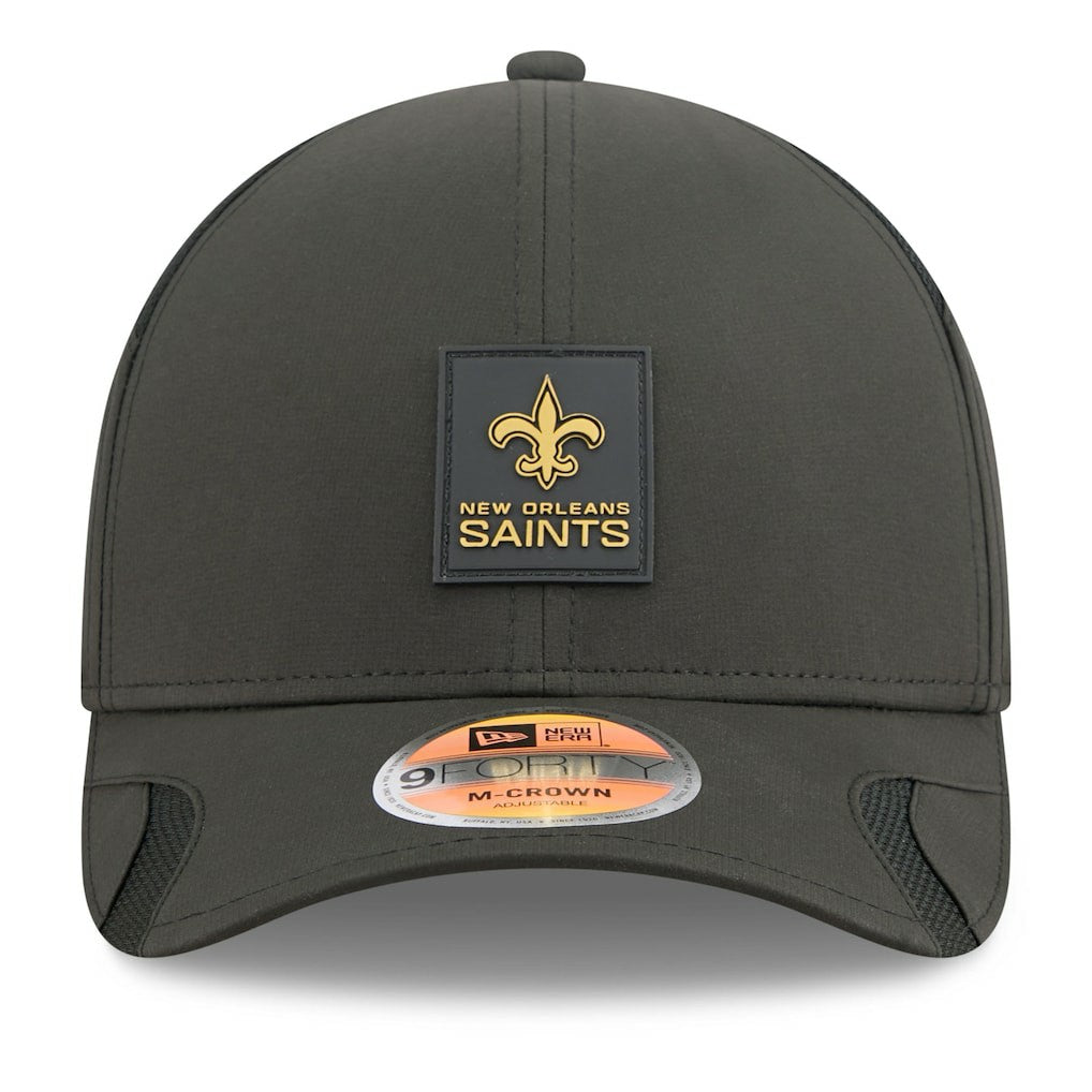New Orleans Saints New Era 2025 Sideline M-Crown 9FORTY Adjustable Hat Black