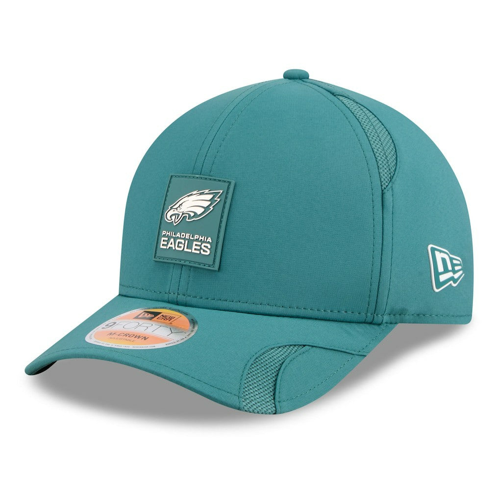 Philadelphia Eagles New Era 2025 Sideline M-Crown 9FORTY Adjustable Hat Midnight Green