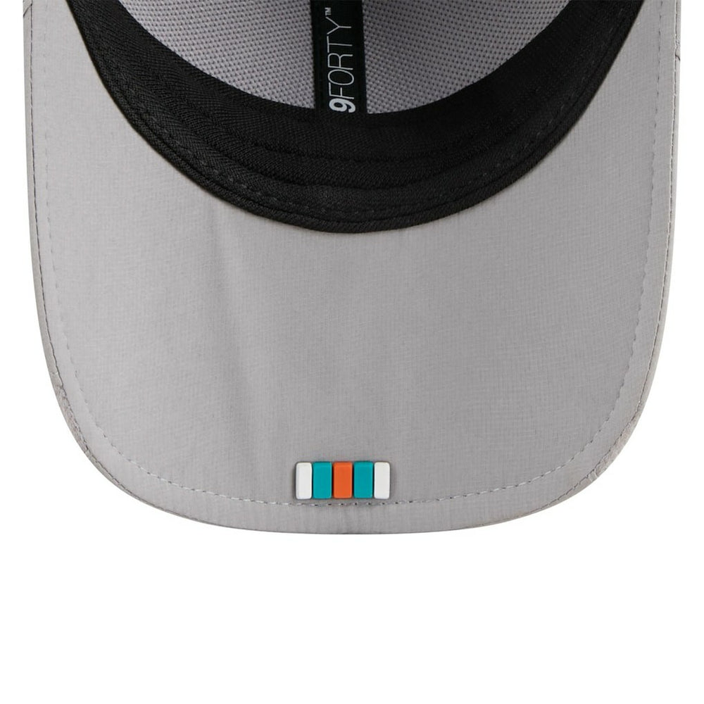 Miami Dolphins New Era 2025 Sideline M-Crown 9FORTY Adjustable Hat Gray