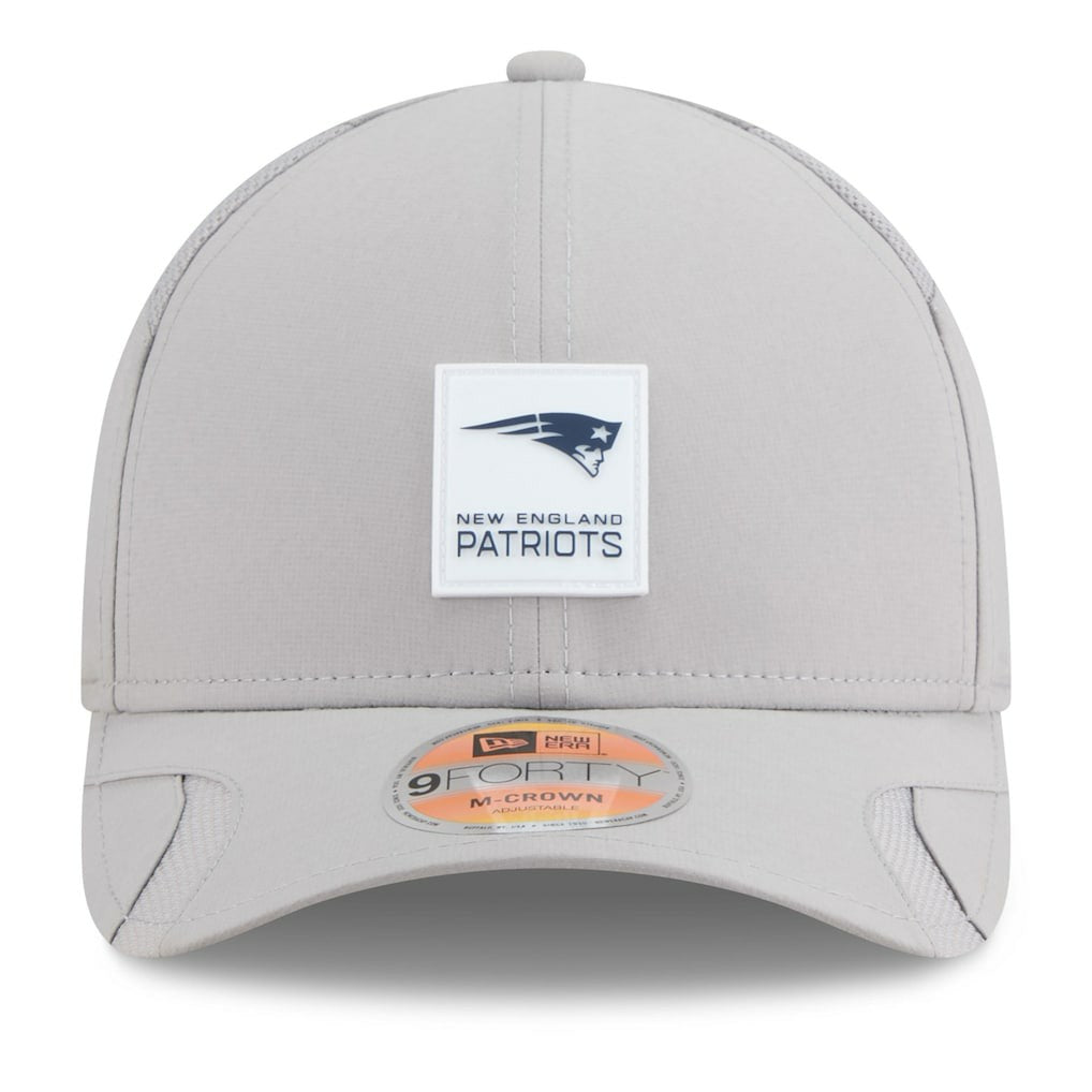 New England Patriots New Era 2025 Sideline M-Crown 9FORTY Adjustable Hat Gray