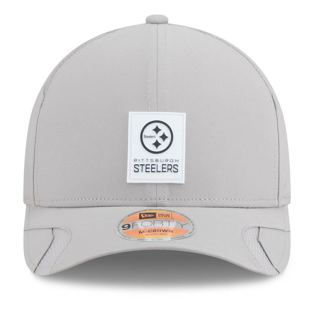 Pittsburgh Steelers New Era 2025 Sideline M-Crown 9FORTY Adjustable Hat Gray