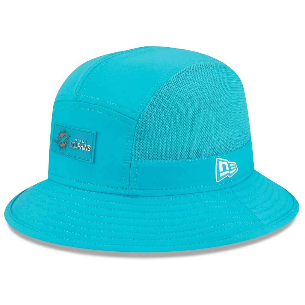 Miami Dolphins New Era 2025 Sideline Bucket Hat Aqua