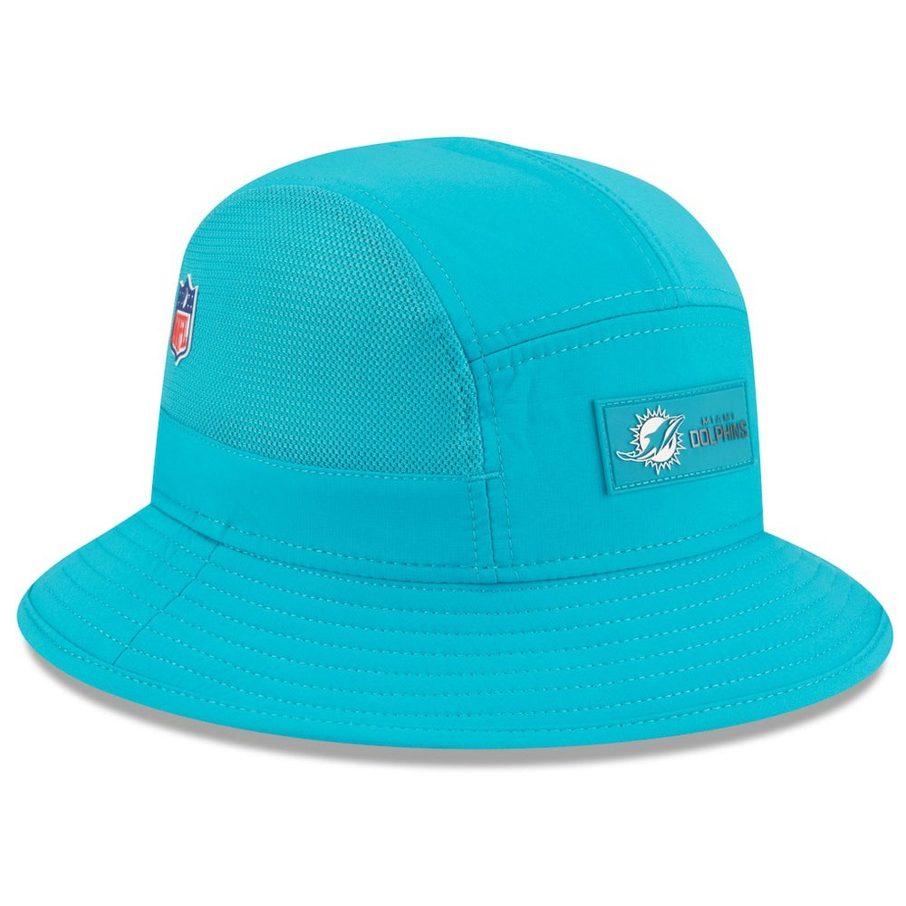Miami Dolphins New Era 2025 Sideline Bucket Hat Aqua