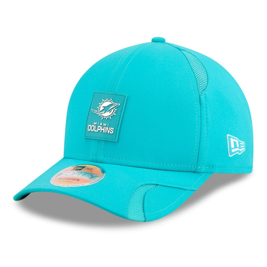 Miami Dolphins New Era Youth 2025 Sideline 9FORTY Adjustable Hat Aqua
