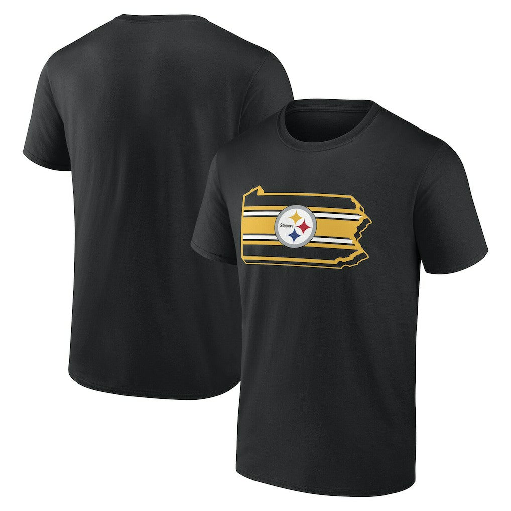 Pittsburgh Steelers State Outline T-Shirt Black