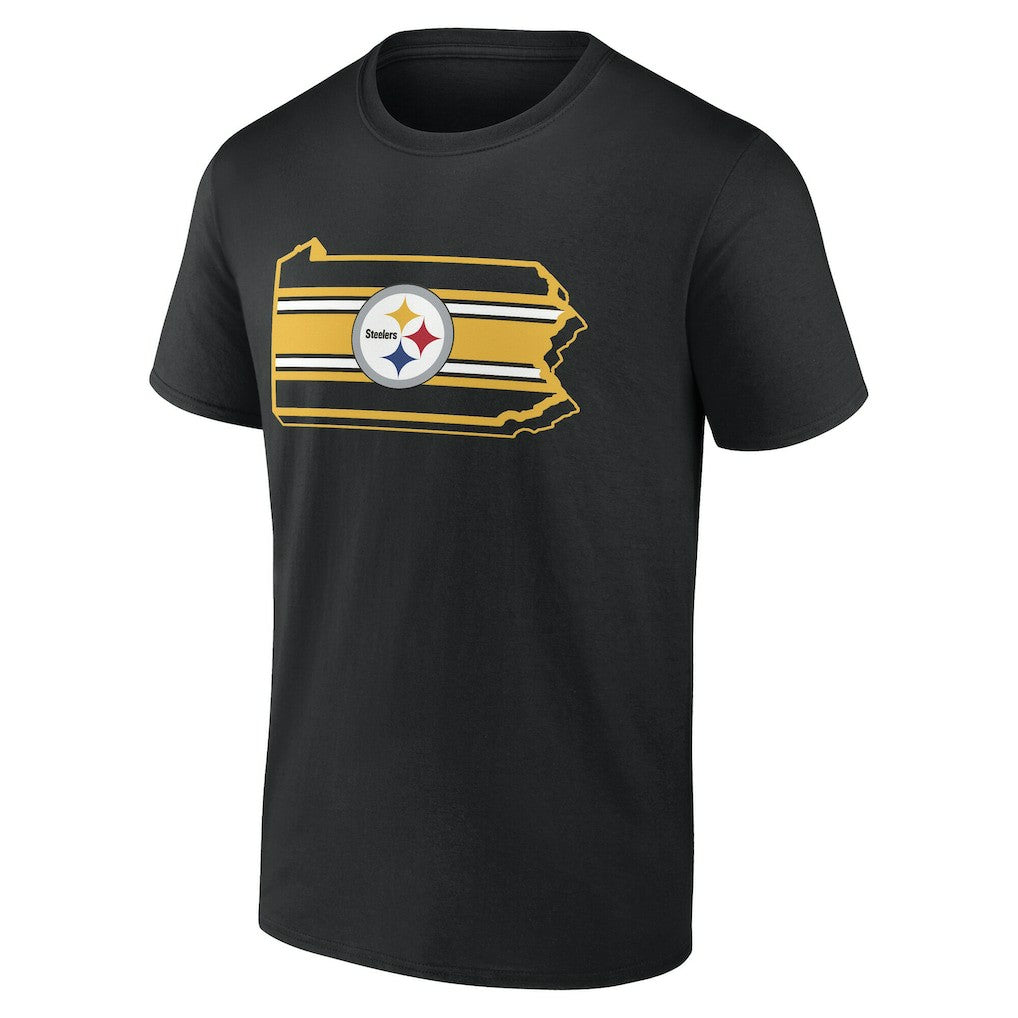 Pittsburgh Steelers State Outline T-Shirt Black