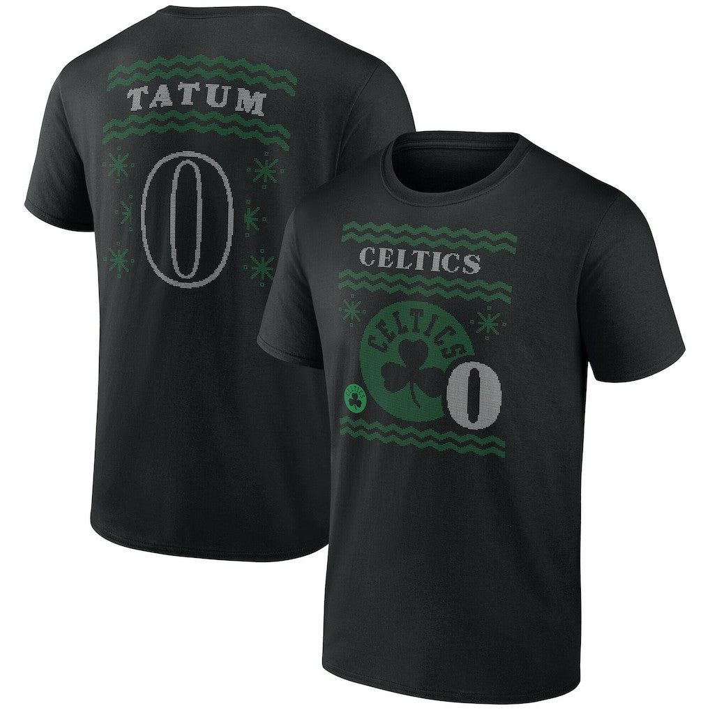 Jayson Tatum Boston Celtics Ugly Sweater Name & Number T-Shirt Black