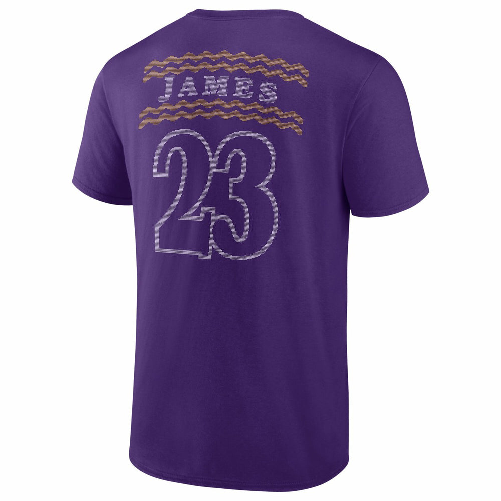 LeBron James Los Angeles Lakers Ugly Sweater Name & Number T-Shirt Purple
