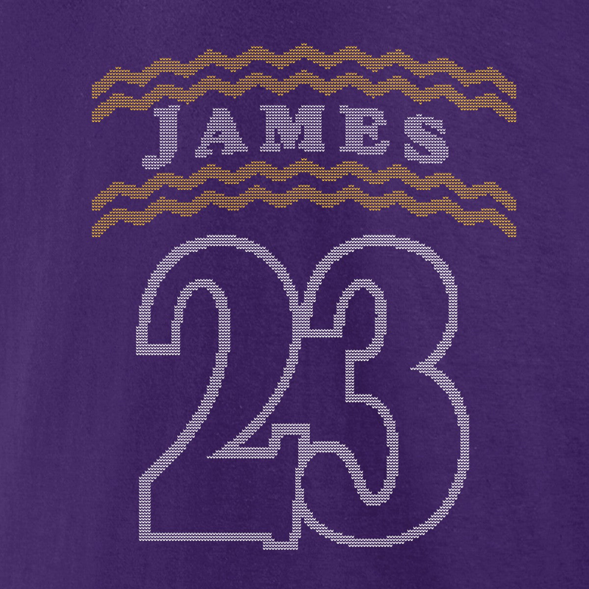 LeBron James Los Angeles Lakers Ugly Sweater Name & Number T-Shirt Purple