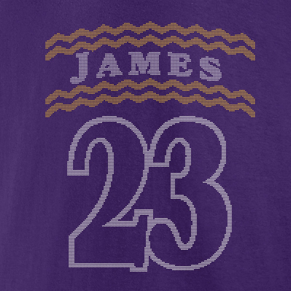 LeBron James Los Angeles Lakers Ugly Sweater Name & Number T-Shirt Purple