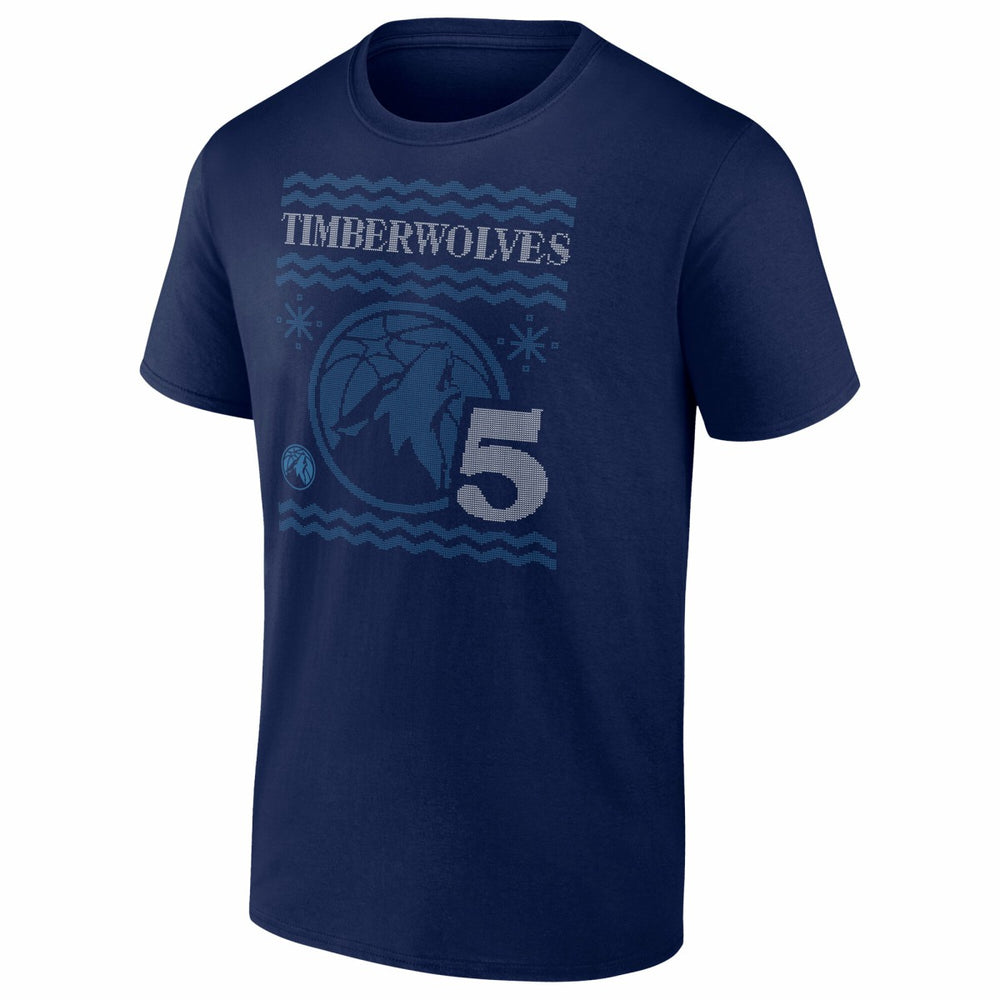 Anthony Edwards Minnesota Timberwolves Ugly Sweater Name & Number T-Shirt Navy