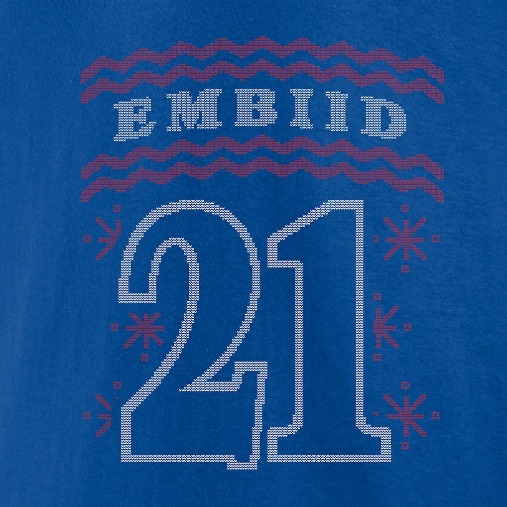 Joel Embiid Philadelphia 76ers Ugly Sweater Name & Number T-Shirt Royal