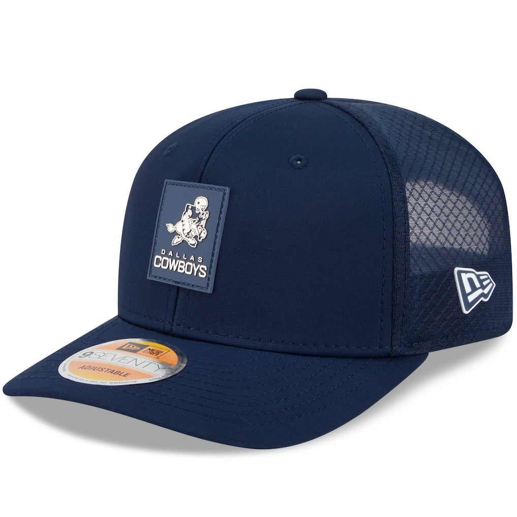 Dallas Cowboys New Era 2025 Sideline Throwback 9SEVENTY Trucker Adjustable Hat Navy