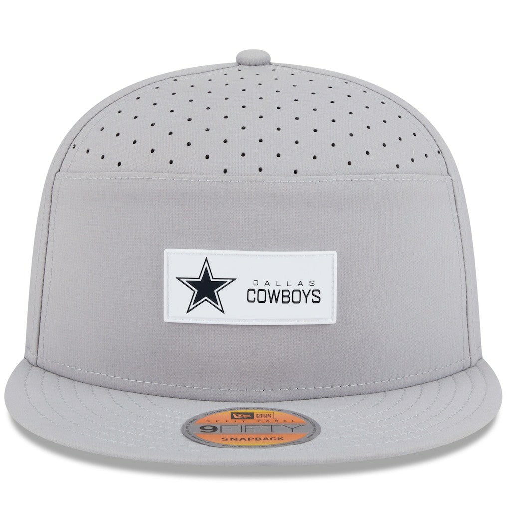 Dallas Cowboys New Era 2025 Sideline Split Panel 9FIFTY Snapback Hat Gray
