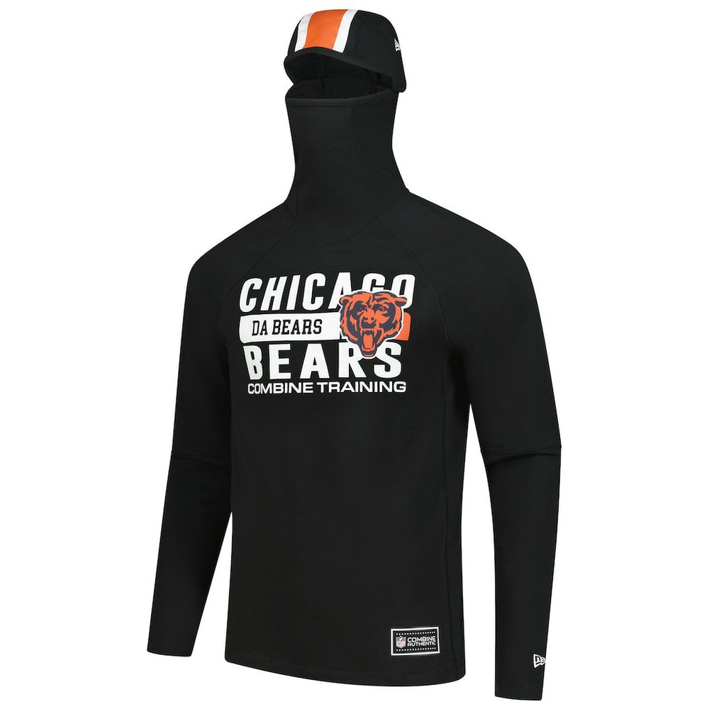 Chicago Bears New Era Functional Fandom Balaclava Helmet Stripe Tri-Blend Hoodie Black