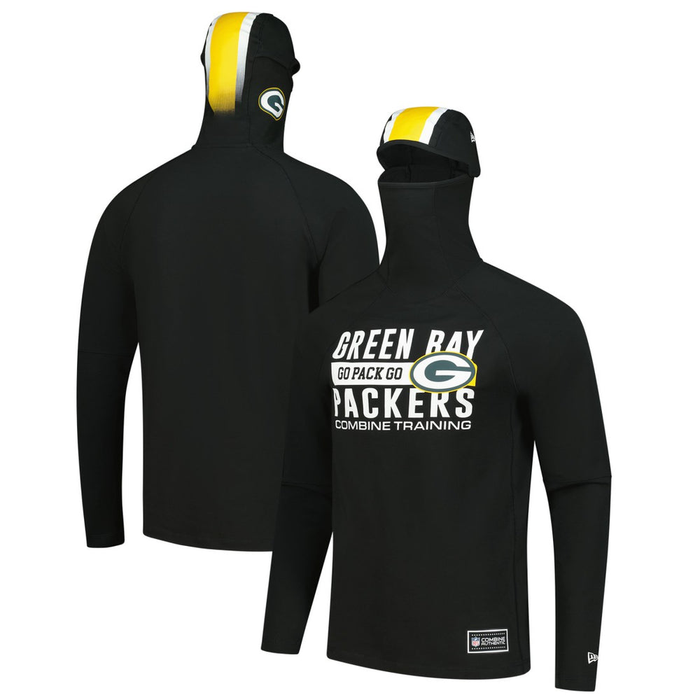 Green Bay Packers New Era Functional Fandom Balaclava Helmet Stripe Tri-Blend Hoodie Black