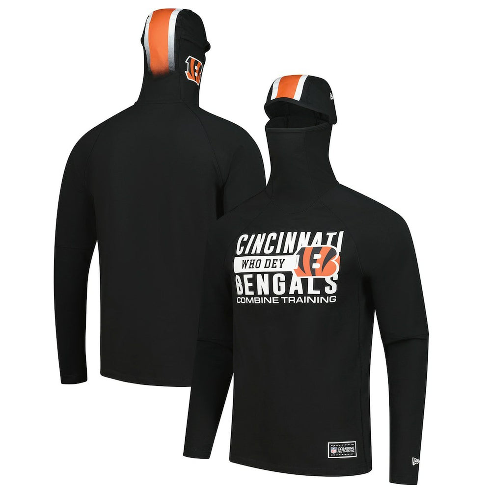 Cincinnati Bengals New Era Functional Fandom Balaclava Helmet Stripe Tri-Blend Hoodie Black