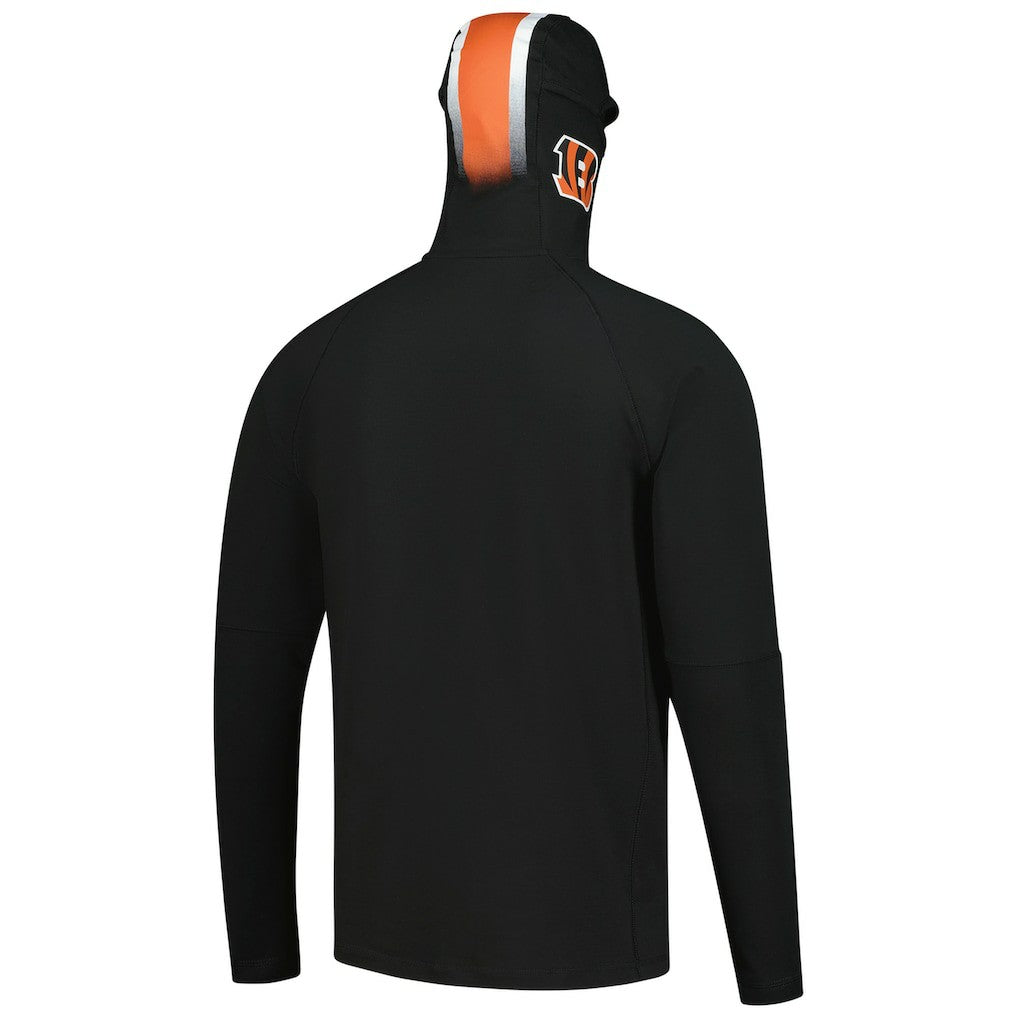 Cincinnati Bengals New Era Functional Fandom Balaclava Helmet Stripe Tri-Blend Hoodie Black
