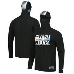 Detroit Lions New Era Functional Fandom Balaclava Helmet Stripe Tri-Blend Hoodie Black