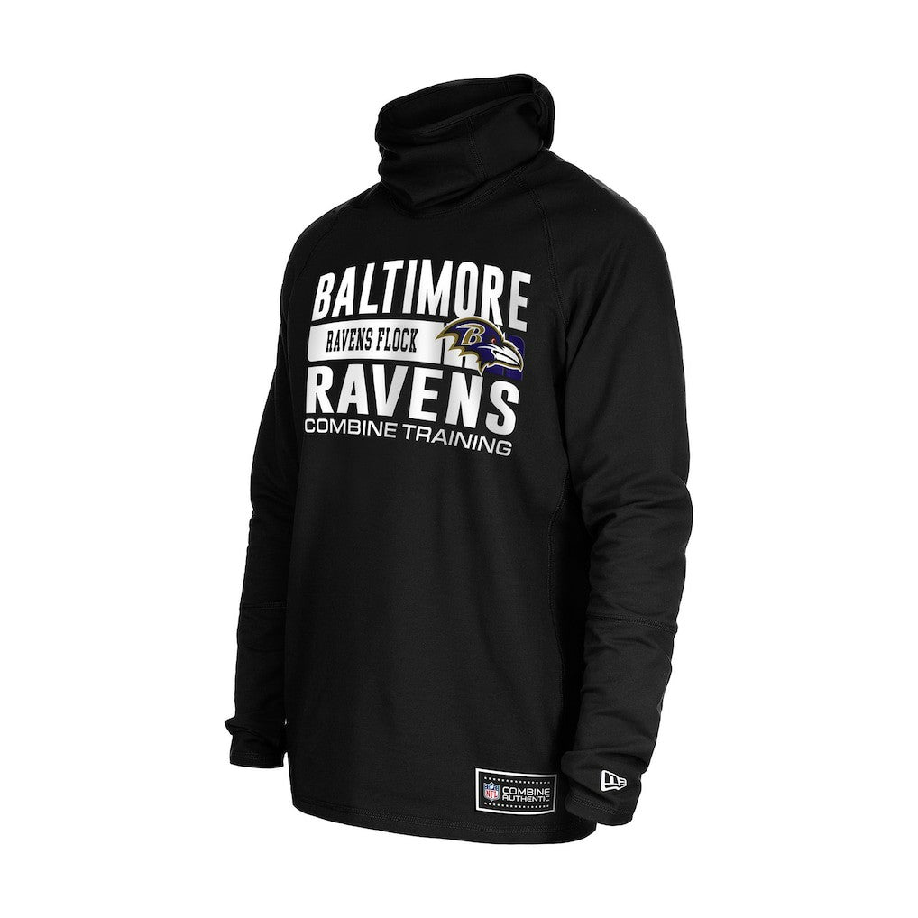 Baltimore Ravens New Era Functional Fandom Balaclava Helmet Stripe Tri-Blend Hoodie Black