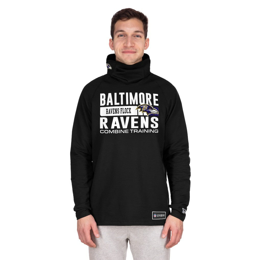 Baltimore Ravens New Era Functional Fandom Balaclava Helmet Stripe Tri-Blend Hoodie Black