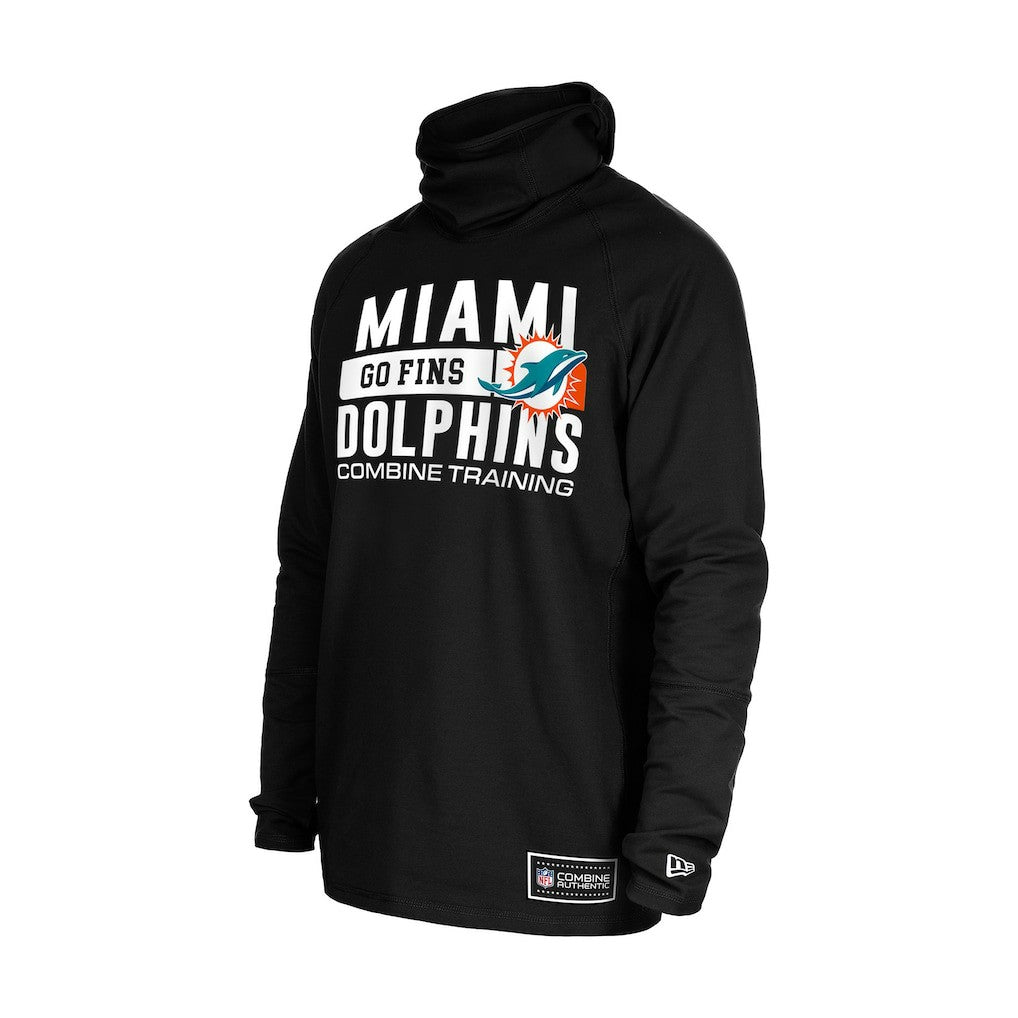 Miami Dolphins New Era Functional Fandom Balaclava Helmet Stripe Tri-Blend Hoodie Black