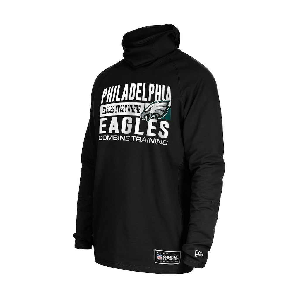 Philadelphia Eagles New Era Functional Fandom Balaclava Helmet Stripe Tri-Blend Hoodie Black