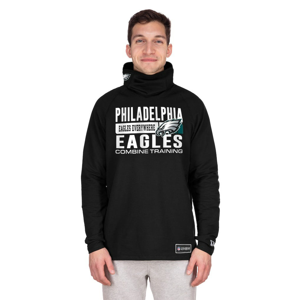 Philadelphia Eagles New Era Functional Fandom Balaclava Helmet Stripe Tri-Blend Hoodie Black