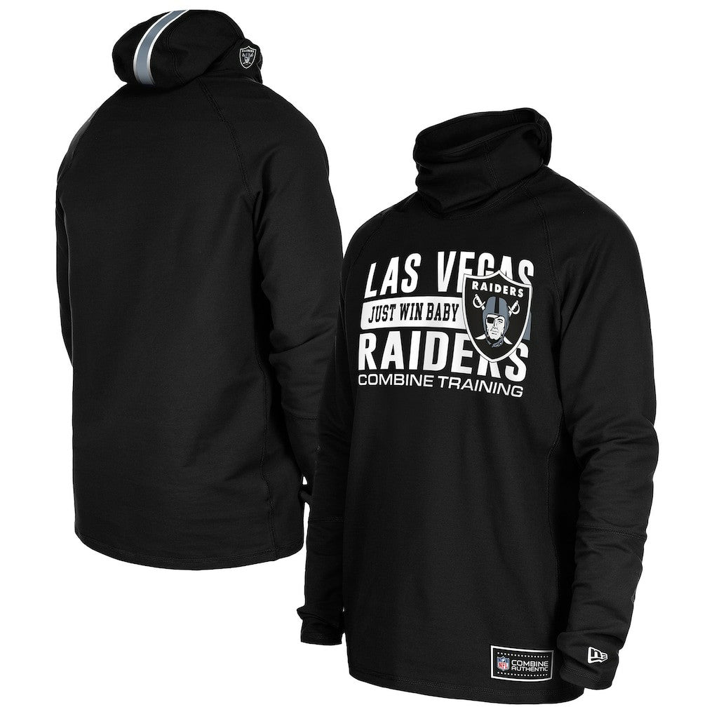 Las Vegas Raiders New Era Functional Fandom Balaclava Helmet Stripe Tri-Blend Hoodie Black