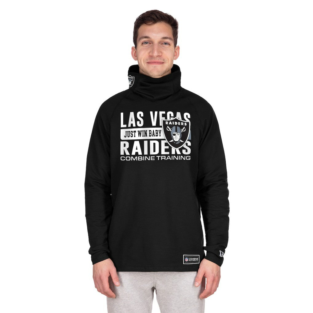Las Vegas Raiders New Era Functional Fandom Balaclava Helmet Stripe Tri-Blend Hoodie Black