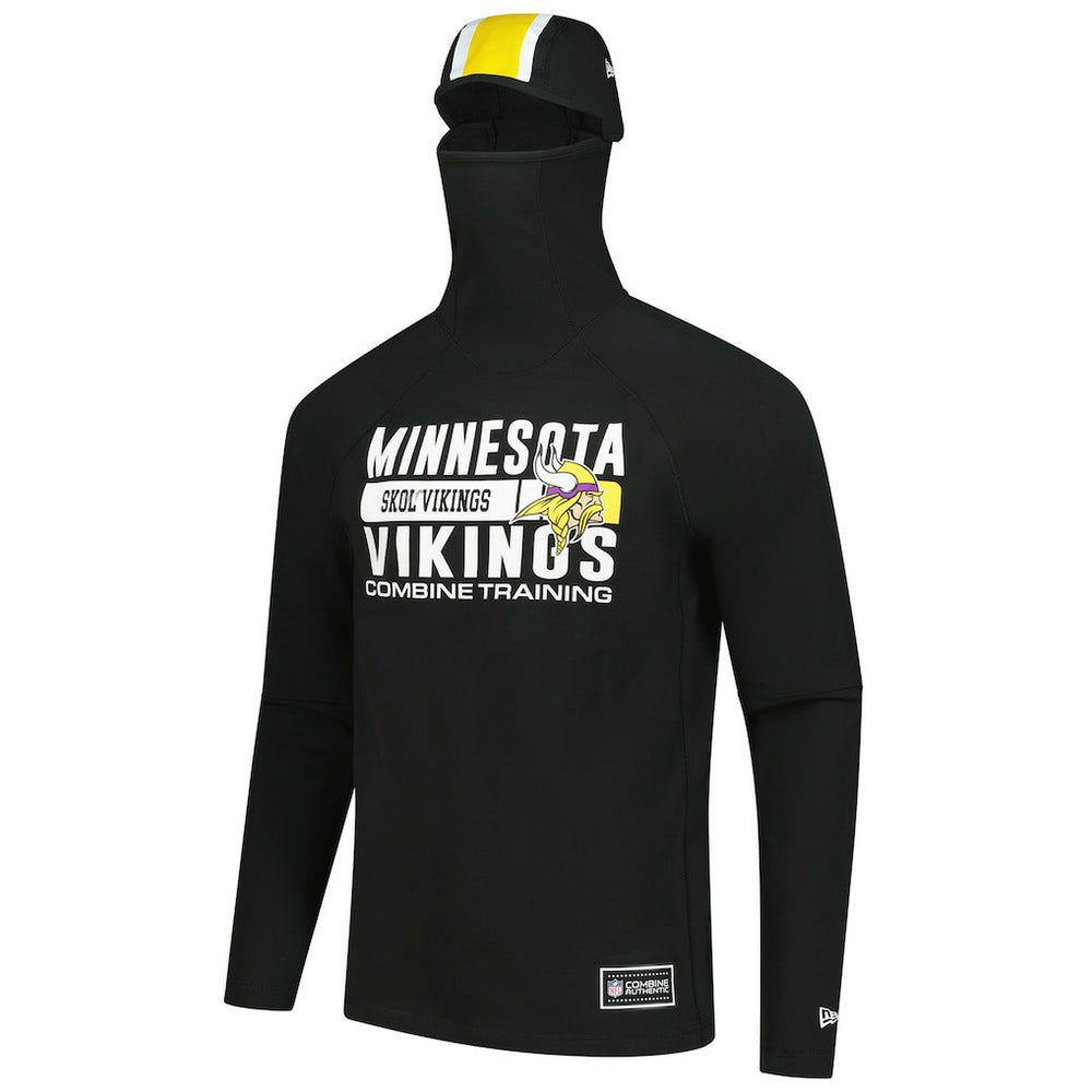 Minnesota Vikings New Era Functional Fandom Balaclava Helmet Stripe Tri-Blend Hoodie Black