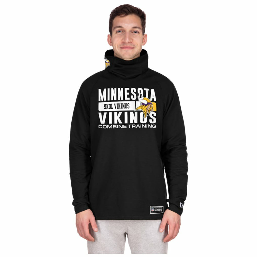 Minnesota Vikings New Era Functional Fandom Balaclava Helmet Stripe Tri-Blend Hoodie Black