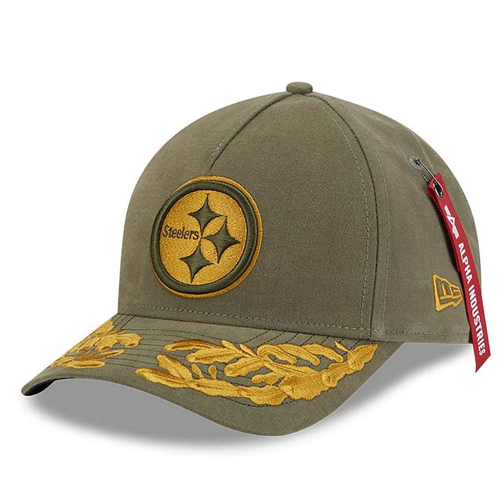 Pittsburgh Steelers New Era x Alpha Industries A-Frame 9FORTY Adjustable Hat Olive